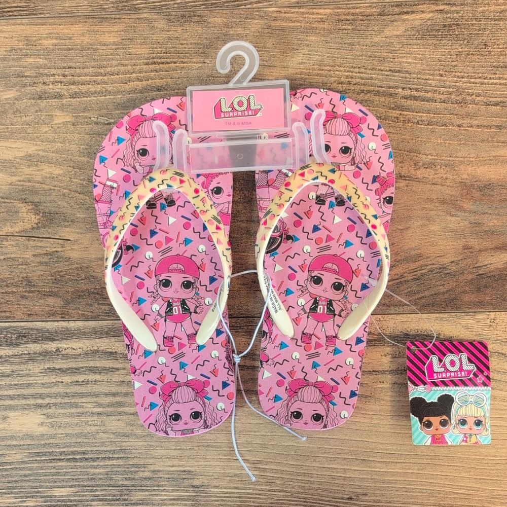 L.O.L. Surprise! Confetti Pink Kids Sandals Flip Flops Girls NWT